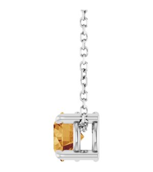 88436 Necklace Set Sterling Silver Round Natural Citrine 5.5 Mm 16-18 In Polished Natural Citrine Solitaire Slide Necklace
