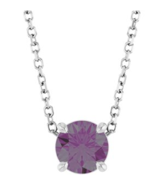 88436 Necklace Set Sterling Silver Round Lab-Grown Alexandrite 5.5 Mm 16-18 In Polished Lab-Grown Alexandrite Solitaire Slide Necklace