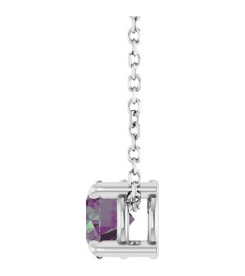 88436 Necklace Set Sterling Silver Round Lab-Grown Alexandrite 5.5 Mm 16-18 In Polished Lab-Grown Alexandrite Solitaire Slide Necklace