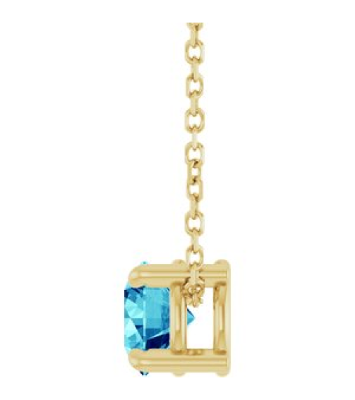 88436 Necklace Set 14K Yellow Round Natural Blue Zircon 5.5 Mm 16-18 In Polished Natural Blue Zircon Solitaire Slide Necklace