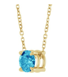 88436 Necklace Set 14K Yellow Round Natural Blue Zircon 5.5 Mm 16-18 In Polished Natural Blue Zircon Solitaire Slide Necklace