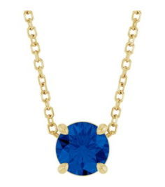 88436 Necklace Set 14K Yellow Round Lab-Grown Blue Sapphire 5.5 Mm 16-18 In Polished Lab-Grown Blue Sapphire Solitaire Slide Necklace