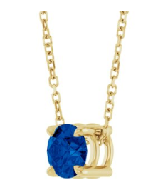 88436 Necklace Set 14K Yellow Round Lab-Grown Blue Sapphire 5.5 Mm 16-18 In Polished Lab-Grown Blue Sapphire Solitaire Slide Necklace
