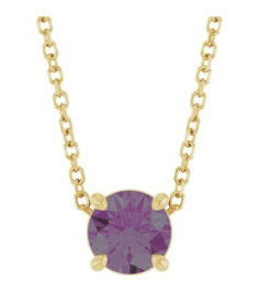 88436 Necklace Set 14K Yellow Round Lab-Grown Alexandrite 5.5 Mm 16-18 In Polished Lab-Grown Alexandrite Solitaire Slide Necklace