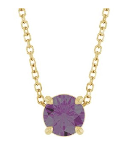 88436 Necklace Set 14K Yellow Round Lab-Grown Alexandrite 5.5 Mm 16-18 In Polished Lab-Grown Alexandrite Solitaire Slide Necklace
