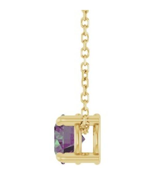 88436 Necklace Set 14K Yellow Round Lab-Grown Alexandrite 5.5 Mm 16-18 In Polished Lab-Grown Alexandrite Solitaire Slide Necklace
