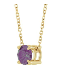 88436 Necklace Set 14K Yellow Round Lab-Grown Alexandrite 5.5 Mm 16-18 In Polished Lab-Grown Alexandrite Solitaire Slide Necklace