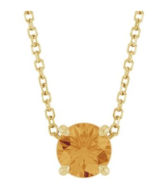 88436 Necklace Set 14K Yellow Round Natural Citrine 5.5 Mm 16-18 In Polished Natural Citrine Solitaire Slide Necklace