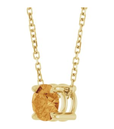 88436 Necklace Set 14K Yellow Round Natural Citrine 5.5 Mm 16-18 In Polished Natural Citrine Solitaire Slide Necklace