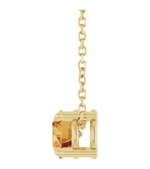 88436 Necklace Set 14K Yellow Round Natural Citrine 5.5 Mm 16-18 In Polished Natural Citrine Solitaire Slide Necklace
