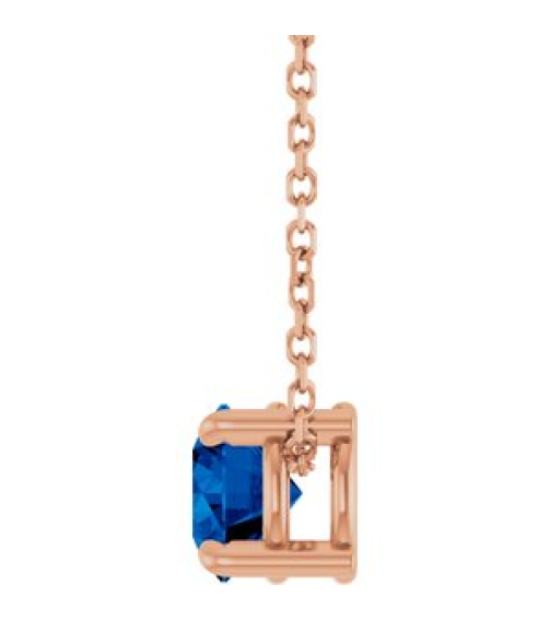 88436 Necklace Set 14K Rose Round Lab-Grown Blue Sapphire 5.5 Mm 16-18 In Polished Lab-Grown Blue Sapphire Solitaire Slide Necklace