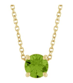 88436 Necklace Set 14K Yellow Round Natural Peridot 5.5 Mm 16-18 In Polished Natural Peridot Solitaire Slide Necklace