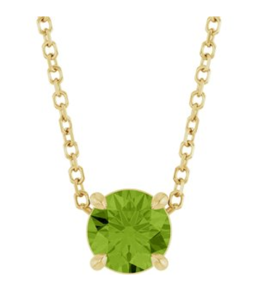 88436 Necklace Set 14K Yellow Round Natural Peridot 5.5 Mm 16-18 In Polished Natural Peridot Solitaire Slide Necklace