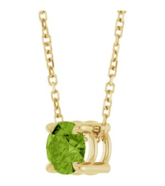 88436 Necklace Set 14K Yellow Round Natural Peridot 5.5 Mm 16-18 In Polished Natural Peridot Solitaire Slide Necklace
