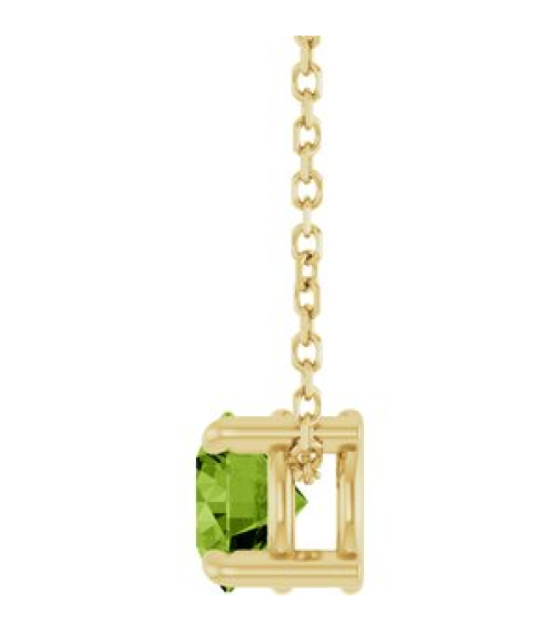 88436 Necklace Set 14K Yellow Round Natural Peridot 5.5 Mm 16-18 In Polished Natural Peridot Solitaire Slide Necklace