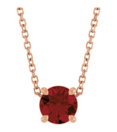 88436 Necklace Set 14K Rose Round Natural Mozambique Garnet 5.5 Mm 16-18 In Polished Natural Mozambique Garnet Solitaire Slide Necklace
