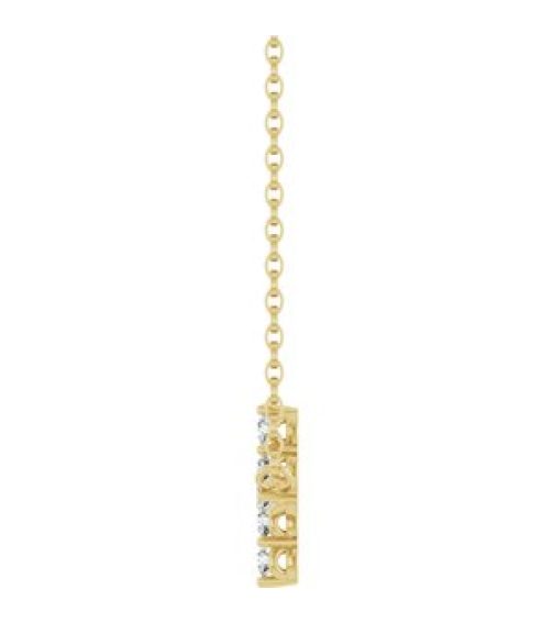 R50061 Necklace Set 14K Yellow Round Natural Diamond 2Mm 14 Ctw I1, G-H 18 In Polished 14 Ctw Natural Diamond Sideways Cross Necklace