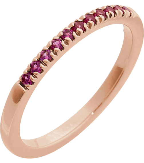 689237 Ring Set 14K Rose Natural Ruby Round 1.5 Mm Polished Natural Ruby Stackable Ring