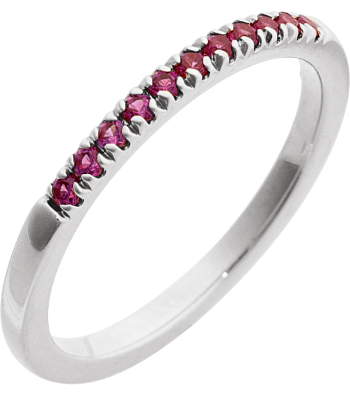 689237 Ring Set Sterling Silver Natural Ruby Round 1.5 Mm Polished Natural Ruby Stackable Ring