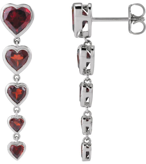 689361 Earring Set Natural Mozambique Garnet Heart 6 X 6 Mm 14K White Natural Mozambique Garnet Pair Friction Backs Included Polished Natural Mozambique Garnet Drop Heart Earring
