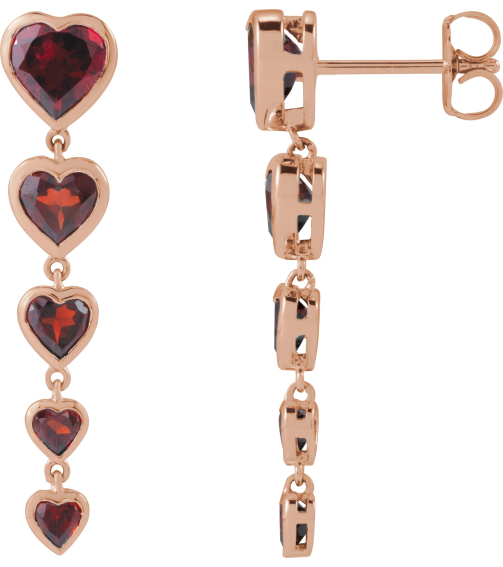 689361 Earring Set Natural Mozambique Garnet Heart 6 X 6 Mm 14K Rose Natural Mozambique Garnet Pair Friction Backs Included Polished Natural Mozambique Garnet Drop Heart Earring