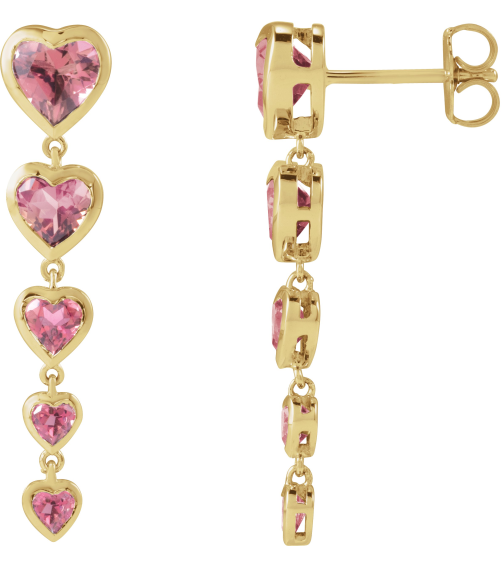 689361 Earring Set Natural Pink Tourmaline Heart 6 X 6 Mm 14K Yellow Natural Pink Tourmaline Pair Friction Backs Included Polished Natural Pink Tourmaline Drop Heart Earring