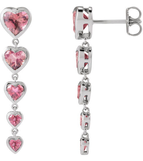 689361 Earring Set Natural Pink Tourmaline Heart 6 X 6 Mm 14K White Natural Pink Tourmaline Pair Friction Backs Included Polished Natural Pink Tourmaline Drop Heart Earring