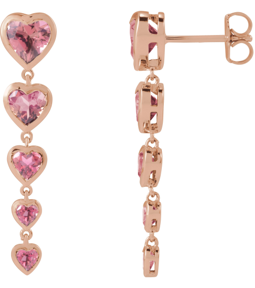 689361 Earring Set Natural Pink Tourmaline Heart 6 X 6 Mm 14K Rose Natural Pink Tourmaline Pair Friction Backs Included Polished Natural Pink Tourmaline Drop Heart Earring