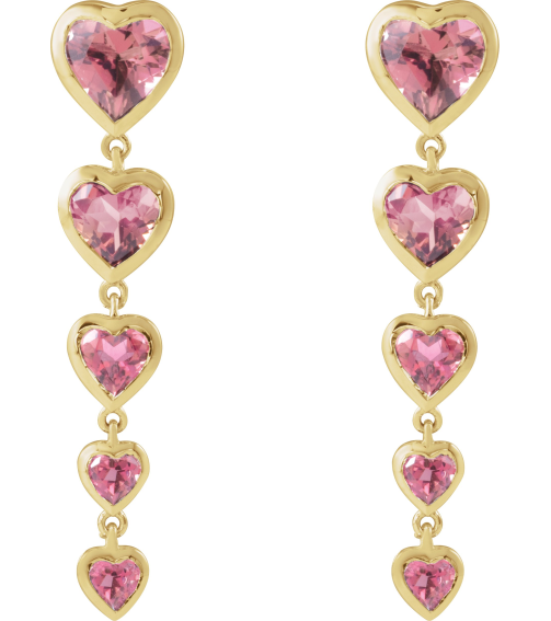 689361 Earring Set Natural Pink Tourmaline Heart 6 X 6 Mm 14K Rose Natural Pink Tourmaline Pair Friction Backs Included Polished Natural Pink Tourmaline Drop Heart Earring