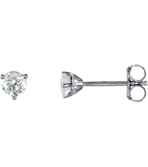 66233 14K White Set Round Natural Diamond Pair 3.4Mm 13 Ctw Si2-Si3, G-H Friction Friction Backs Included 3-Prong Polished 13 Ctw Natural Diamond Stud Earrings