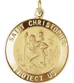 R5024 Pendant 14K Yellow 20 Mm Polished Round St. Christopher Medal