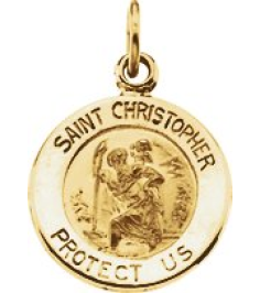 R5024 Pendant 14K Yellow 8 Mm Polished Round St. Christopher Medal