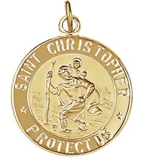 R5024 Pendant 14K Yellow 15 Mm Polished Round St. Christopher Medal