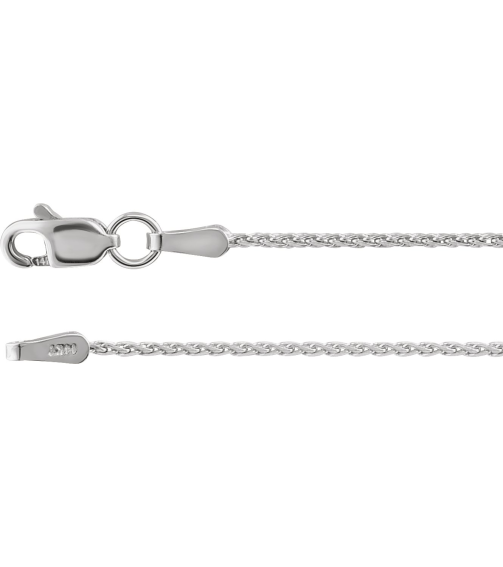 Ch164 14K White Wheat 1.05 Mm 20 In Lobster Clasp Diamond-Cut Diamond-Cut Wheat Chain