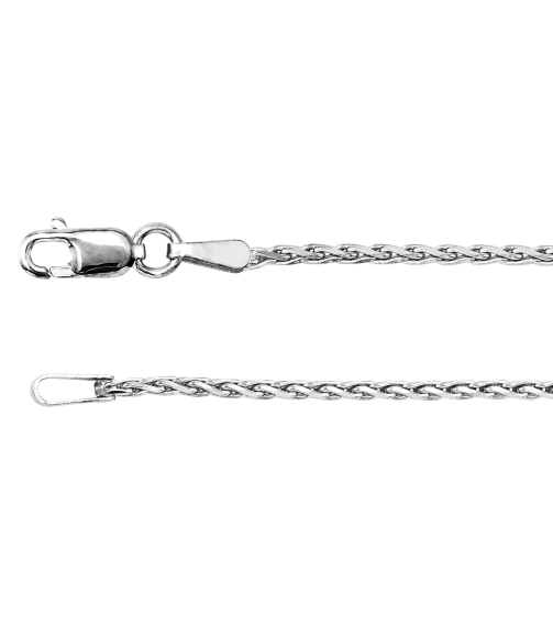 Ch164 14K White Wheat 1.05 Mm 20 In Lobster Clasp Diamond-Cut Diamond-Cut Wheat Chain