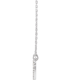 66415 Necklace Set 14K White 9.7 X 8.5 Mm 16 In Polished .08 Ctw Natural Diamond Heart Necklace
