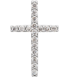 R42157 Pendant Set 14K White Round Natural Diamond 1.5Mm 15 Ctw I1, G-H Polished 15 Ctw Natural Diamond Petite Cross Pendant