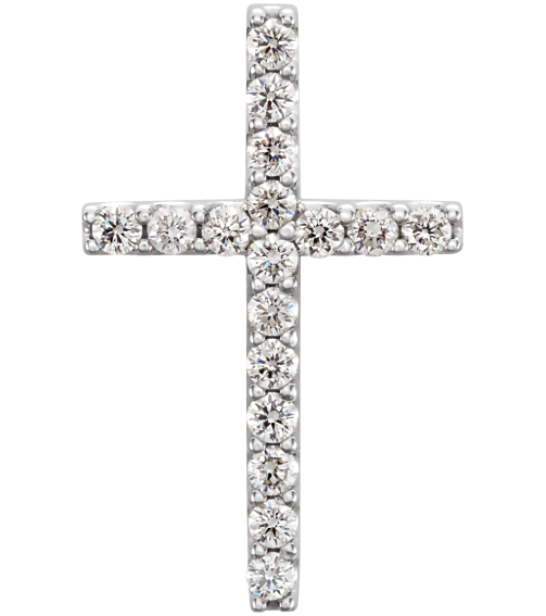 R42157 Pendant Set 14K White Round Natural Diamond 1.5Mm 15 Ctw I1, G-H Polished 15 Ctw Natural Diamond Petite Cross Pendant
