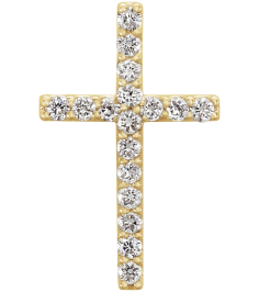 R42157 Pendant Set 14K Yellow Round Natural Diamond 1.3Mm 16 Ctw I1, G-H Polished 16 Ctw Natural Diamond Petite Cross Pendant