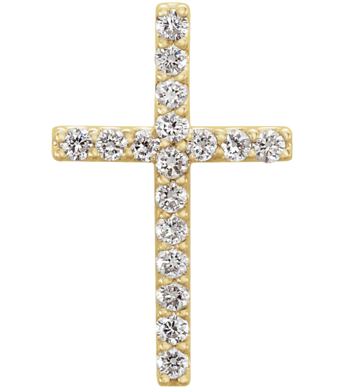 R42157 Pendant Set 14K Yellow Round Natural Diamond 1.3Mm 16 Ctw I1, G-H Polished 16 Ctw Natural Diamond Petite Cross Pendant