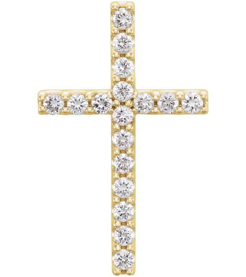 R42157 Pendant Set 14K Yellow Round Natural Diamond 1.7Mm 14 Ctw I1, G-H Polished 14 Ctw Natural Diamond Petite Cross Pendant