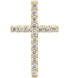 R42157 Pendant Set 14K Yellow Round Natural Diamond 1.5Mm 15 Ctw I1, G-H Polished 15 Ctw Natural Diamond Petite Cross Pendant
