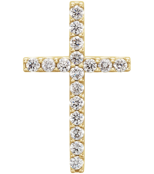 R42157 Pendant Set 14K Yellow Round Natural Diamond 1.5Mm 15 Ctw I1, G-H Polished 15 Ctw Natural Diamond Petite Cross Pendant