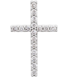 R42157 Pendant Set Platinum Round Natural Diamond 1.7Mm 14 Ctw Si1, G-H Polished 14 Ctw Natural Diamond Petite Cross Pendant