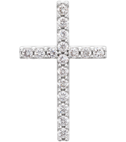 R42157 Pendant Set Platinum Round Natural Diamond 1.7Mm 14 Ctw Si1, G-H Polished 14 Ctw Natural Diamond Petite Cross Pendant