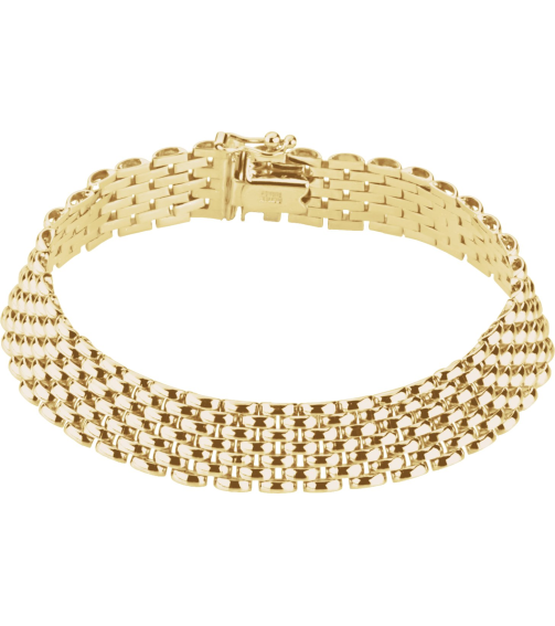 Ch897 14K Yellow Panther 10.25 Mm 17 In Box Clasp Polished Panther Chain
