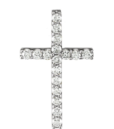 R42157 Necklace Set 14K White Round Natural Diamond 1.5Mm 15 Ctw I1, G-H 18 In Polished 15 Ctw Natural Diamond Petite Cross Necklace