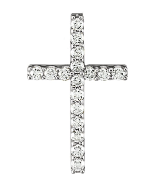 R42157 Necklace Set 14K White Round Natural Diamond 1.5Mm 15 Ctw I1, G-H 18 In Polished 15 Ctw Natural Diamond Petite Cross Necklace