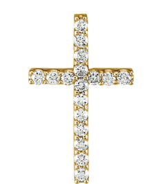 R42157 Necklace Set 14K Yellow Round Natural Diamond 1.5Mm 15 Ctw I1, G-H 18 In Polished 15 Ctw Natural Diamond Petite Cross Necklace