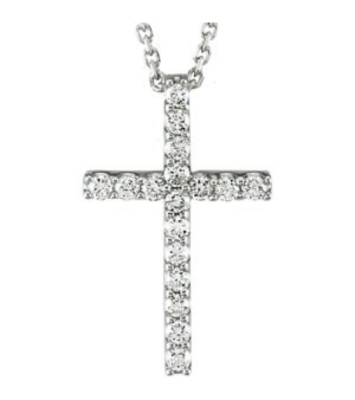 R42157 Necklace Set Platinum Round Natural Diamond 1.7Mm 14 Ctw Si1, G-H 18 In Polished 14 Ctw Natural Diamond Petite Cross Necklace
